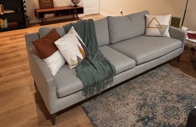 Mid-Century Modern Gray Three-Seater Sofa (couch only)
