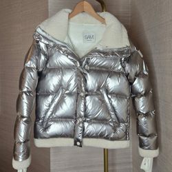Women's Sam Freestyle Puffer Coat, Gold & Cream Sherling