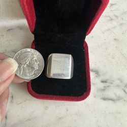 Vintage , Solid 925 Sterling Silver Signet Ring , Size 10 , Hallmarked 925 Mexico , 16gr. , Plain Slate For Engraving Initials! Love It!! 
