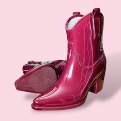 Beach by Matisse Womens Oakley Western Cowgirl Burgundy Rain Boots Sz 7