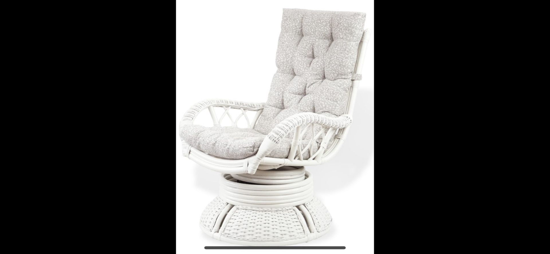 White Wicker SWIVEL Chair With FREE EXTRA Cream Colored CUSHION