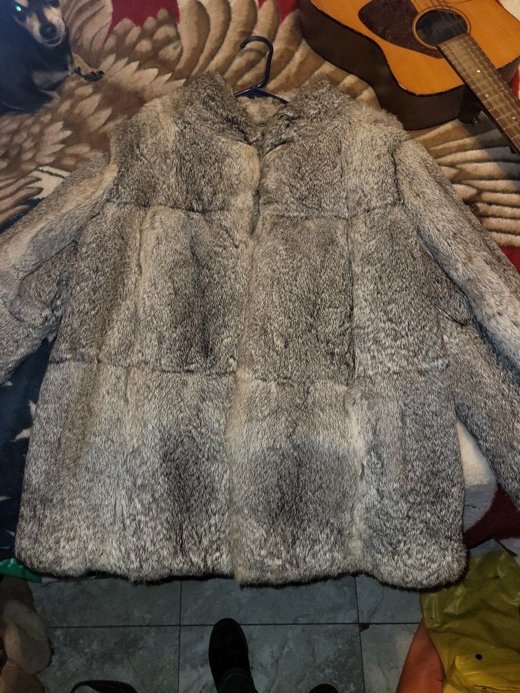 Echt Pelz Genuine Silver Fox Fur Coat Size 44 (Large)