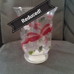 Christmas Holiday Glass Candle Holder And Cross