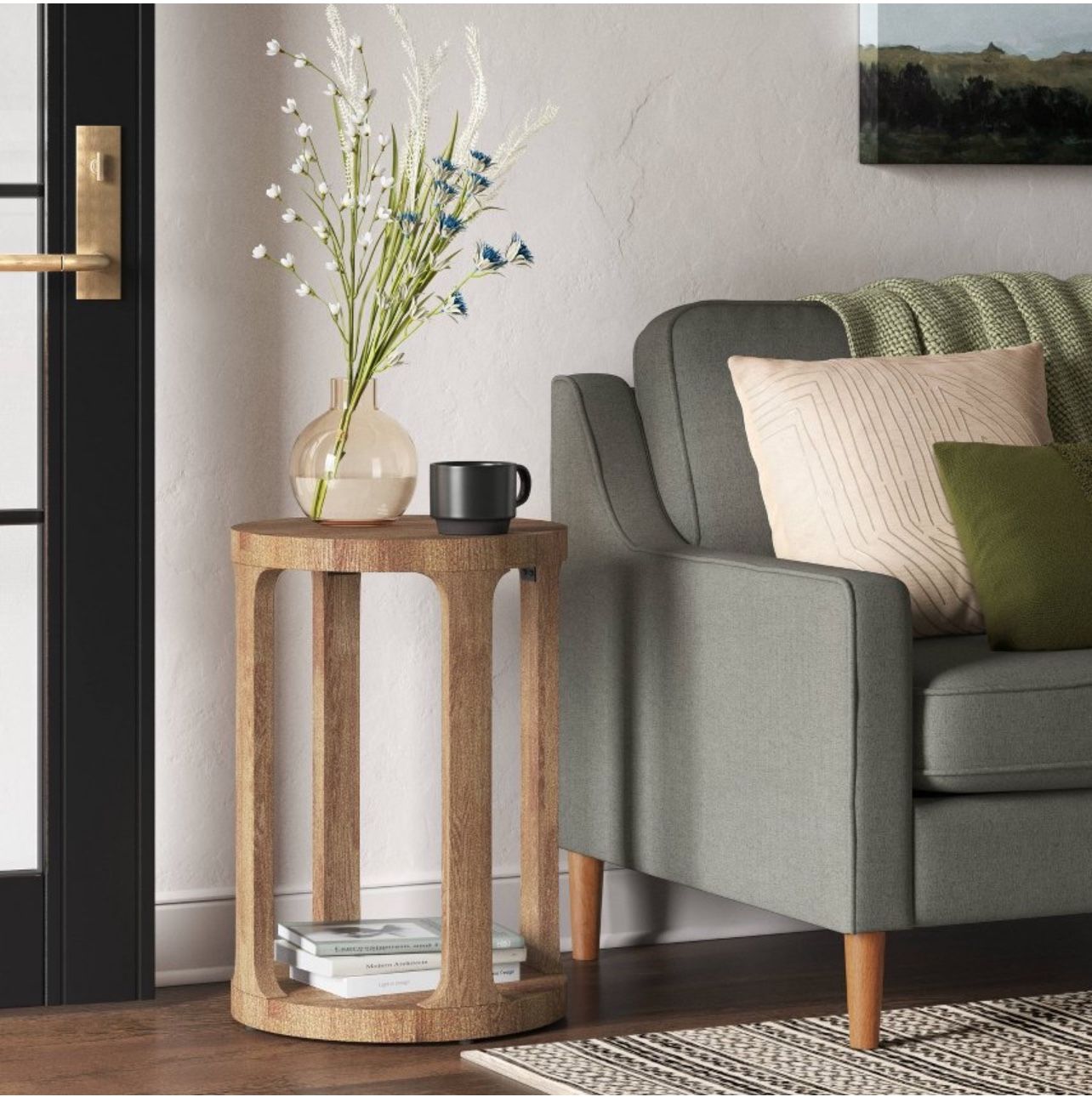 Castalia Round Accent Table Brown - Threshold