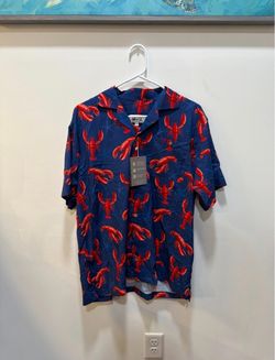 Men's Lobster Print Hawaiian Camp Shirt