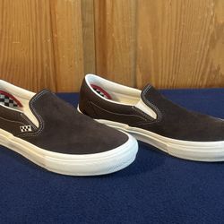 Men’s Vans Skate Slip-On Chocolate Brwon Men Skate Boarding Shoes, Size 10.5