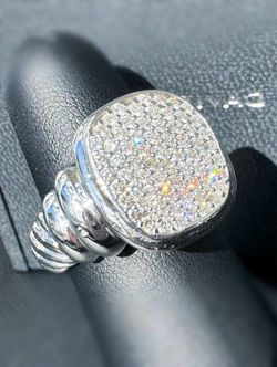 Vintage 18k white gold David Yurman Noblesse 0.8CTW Pave Natural Diamond cable Ring Size 7