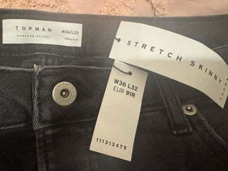 Topman Black Stretch Skinny Distressed Jeans – W36 L32 – New with Tags