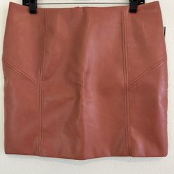 Bagatelle Faux Leather Skirt Womens Peach Short Casual Lined Mini Skirt 