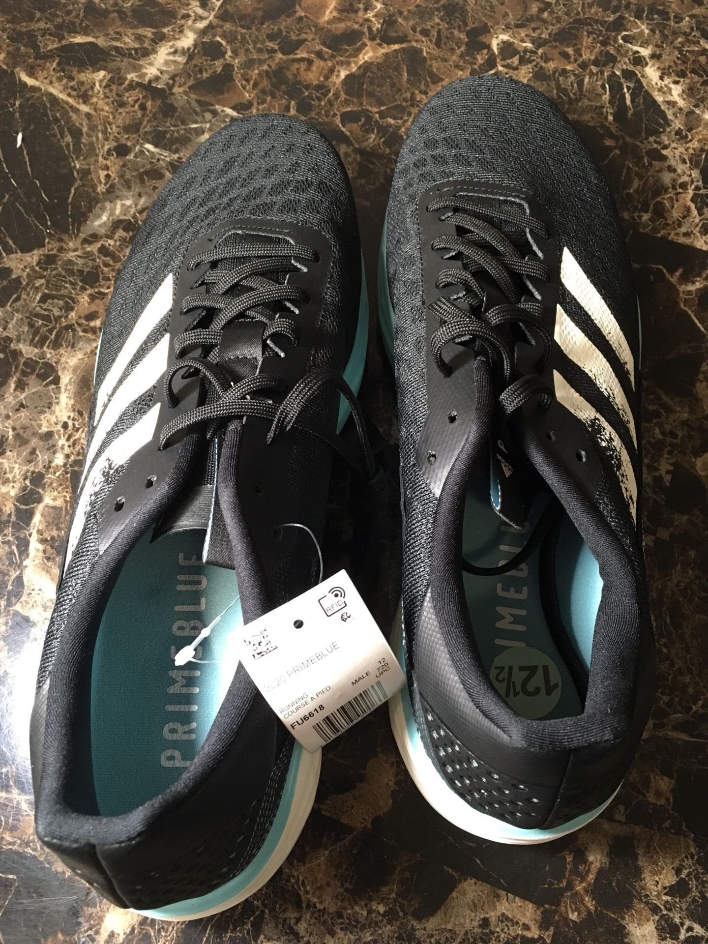 Men's Adidas SL20 Primeblue “Black Blue Spirit” Running Shoes FU6618 Size 12 1/2