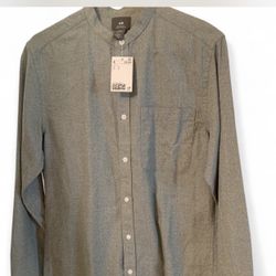  NWT H&M Band Collar button-up shirt
