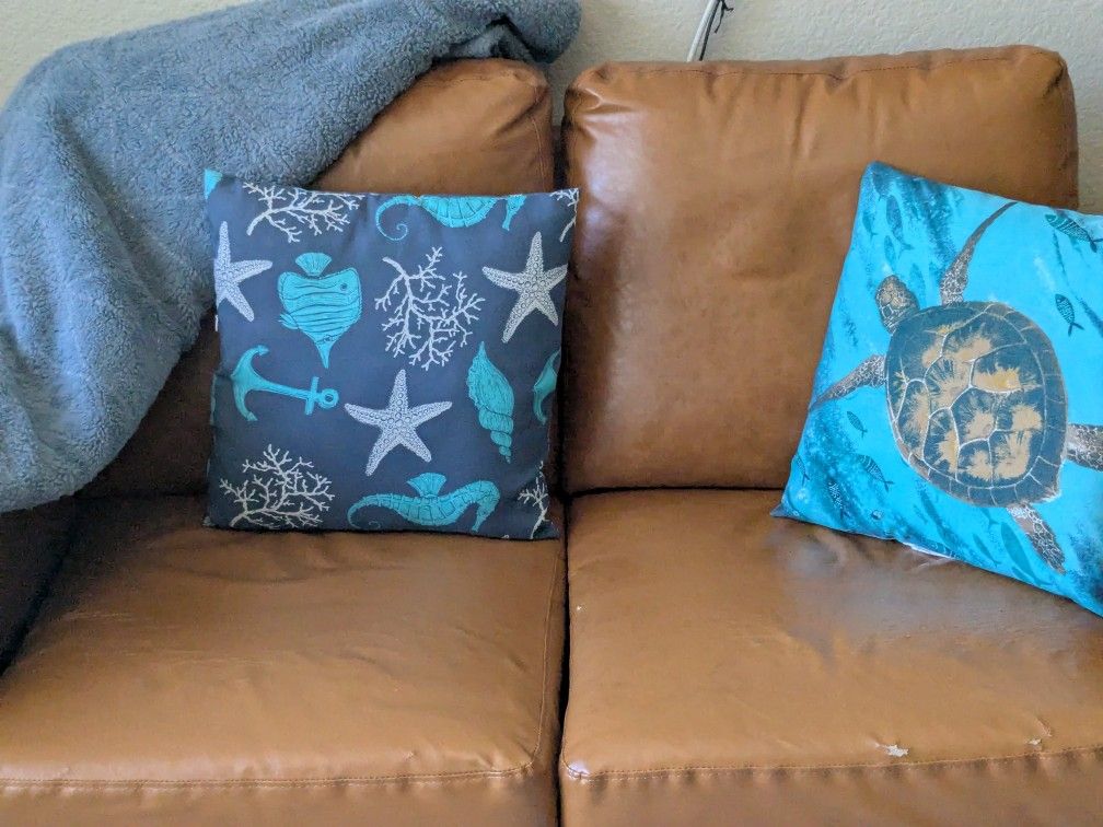 Modern Camel Faux Leather 2 -seater Loveseat