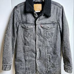 Vintage LEVI’S Jean TRUCKER Jacket Sherpa Lined Men’s XS Denim Acid Black