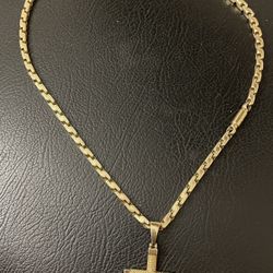 14K Solid Gold Chain and Cross 51 G