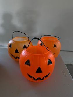Halloween Pumpkin Trick-or-Treat Buckets Set of 3