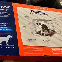 48” XL Top Paw Double Door Dog Crate – Folding