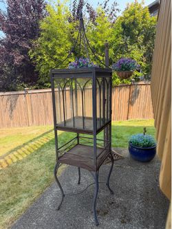 Vintage Gothic Metal Plant Tower / Standing Terrarium Frame