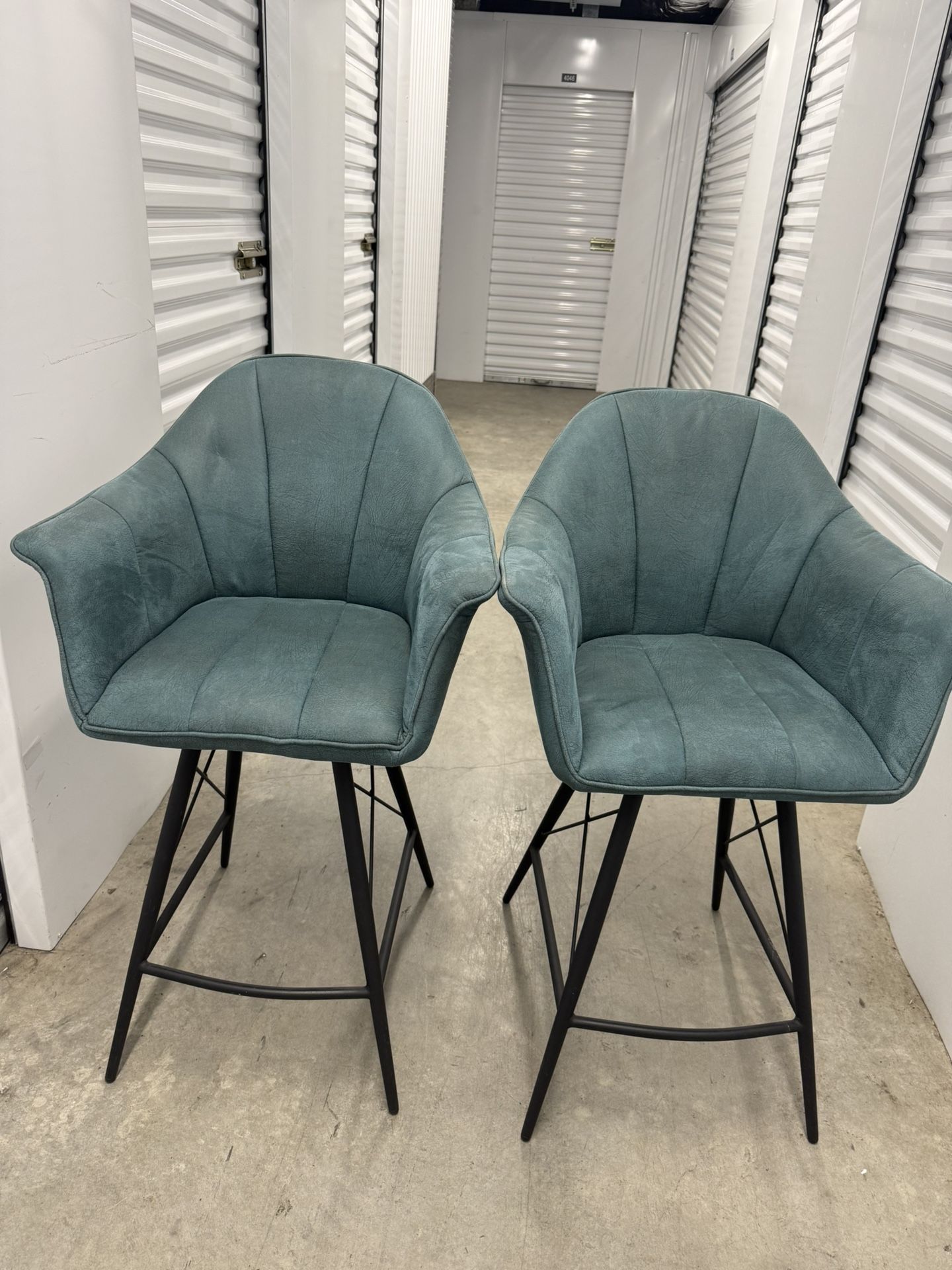 2 Bar Stools. Greenish, 