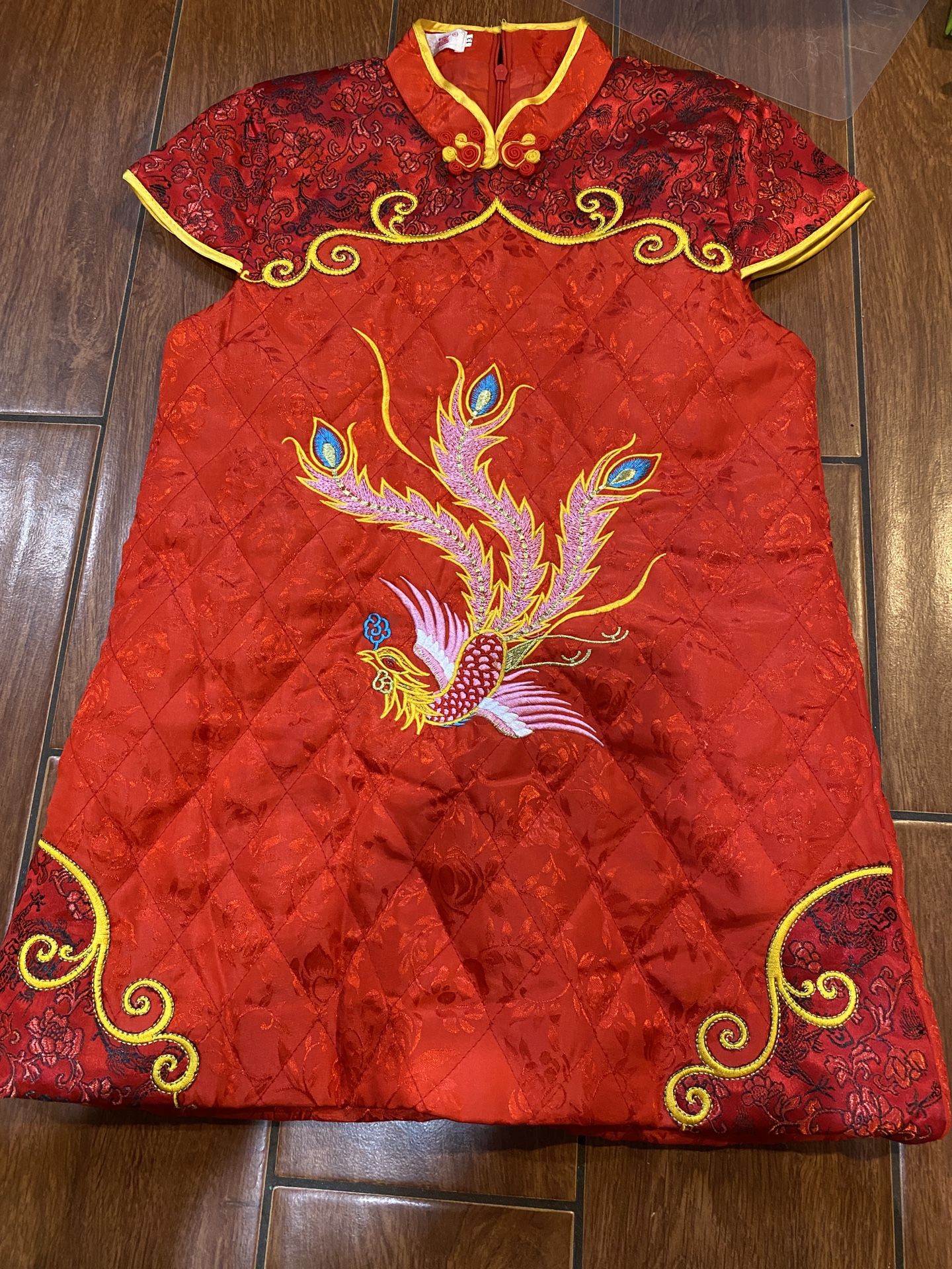 Chinese dress red peonix cheongsam 7-8