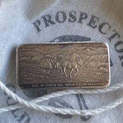 1969 Foster Inc Walla Walla WA Heclai Wallace Idaho 3oz FINE Silver art bar & prospector sculpture /satchel  included