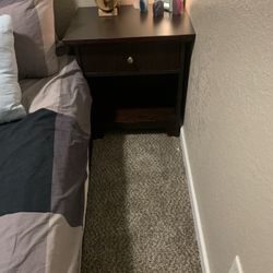 set of night stands and small dresser with 3 big drawers 