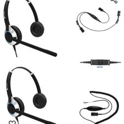 TruVoice Headset Training Solution (Includes 2 x HD-550 Premium Double Ear Headsets with Noise Canceling Microphone,Training Cord and Smart Lead - Wor