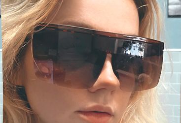 Oversized Shield Sunglasses Brown Gradient Y2K Visor Unbranded Flat Top