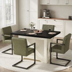 Brand New Modern Dining Table With 4 Faux Leather Chairs 