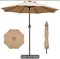 9ft Outdoor Patio Umbrella with Crank and Tilt No Base Included Price firm Khaki