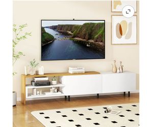 71.5” Long Entertainment Center with Storage Shelves, Cabinets for 80 Inches TVs