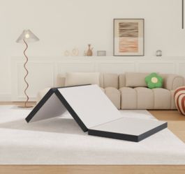 3 inch Folding Mattress Tri Fold Memory Foam Mattress Topper Portable Foldable Mattress Topper with Washable Cover Non-Slip Bottom for Camping Twin