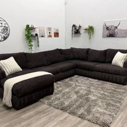 Black Sectional Couch - Free Delivery