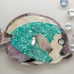 DESIGNER ABALONE FISH LIGHT SWITCH COVER.