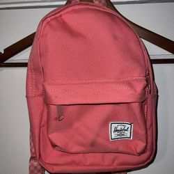 Herschel Solid Pink Mini Backpack Canvas Checkered Strap