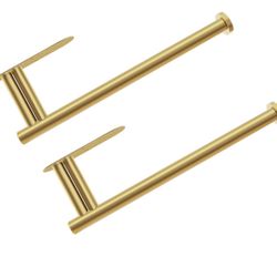 Paper Towel Holder Under Cabinet, Self-Adhesive or Drilling Wall Mounted Paper Towels Rolls Holder for Kitchen, Gold(2 Pieces)