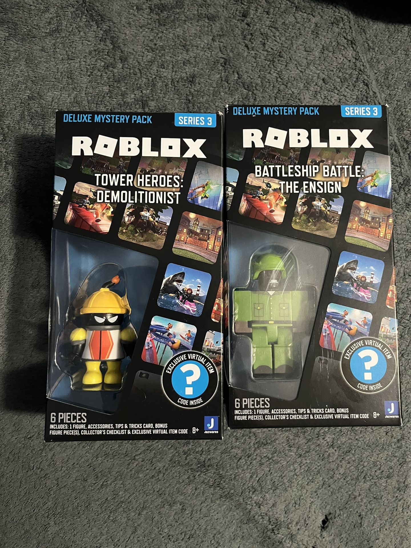 Roblox Series 3 Tower Heroes: Demolitionist And Battleship Battle: The Ensign 3-Inch Deluxe Mystery Pack