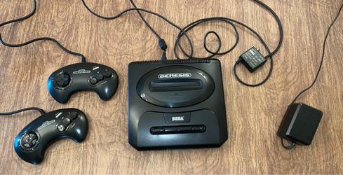 SEGA Genesis Model 2 MK-1631 Tested Bundle 2 Games 2 OEM Controllers