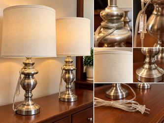 Matching Pair of Brushed Nickel Table Lamps – $30 OBO