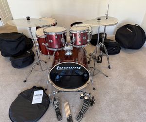 In Upland 91784. Ludwig Element Evolution complete 6 piece drum set fusion size 22” bass new quiet cymbals double pedal roadrunner bags new throne sta