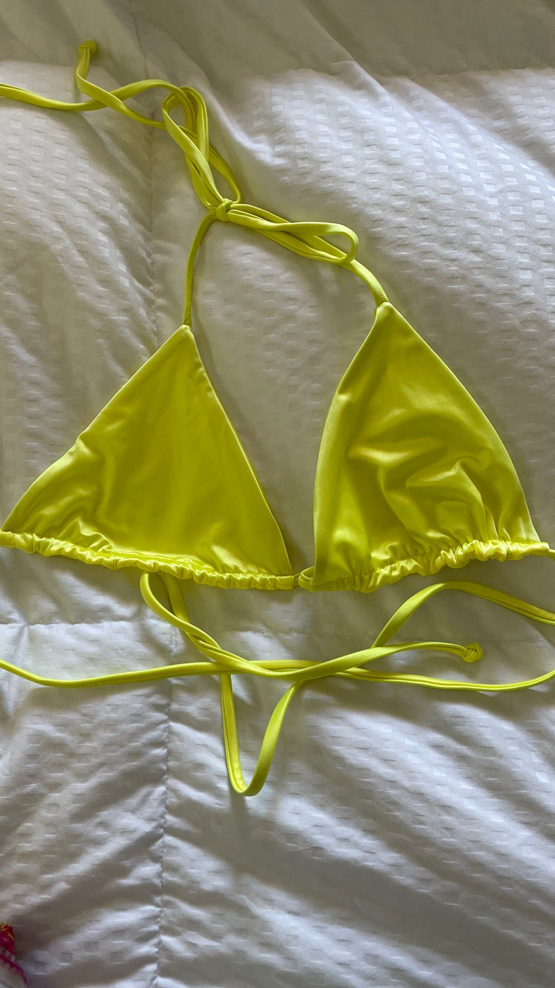 Frankie’s Bikini Neon Yellow Triangle Top- S