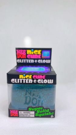 Nee Doh Nice Cube Glitter & Glow Stress Toy blue
