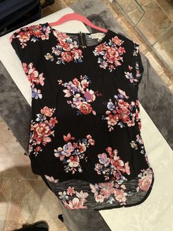 Pink Republic Black and Pink Graphic Cap Sleeve Blouse