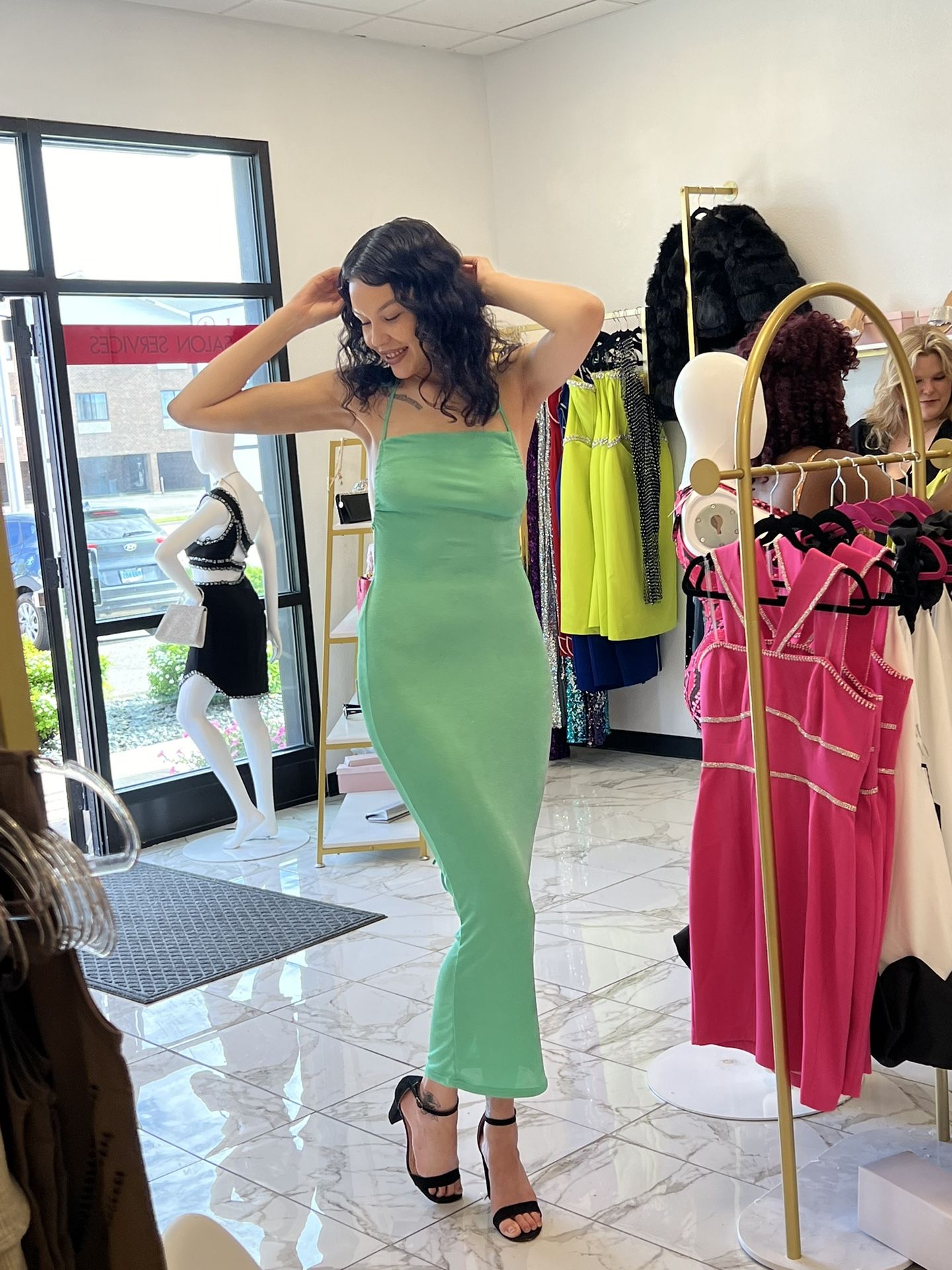 Sleeveless Backless Drape Maxi Dresses