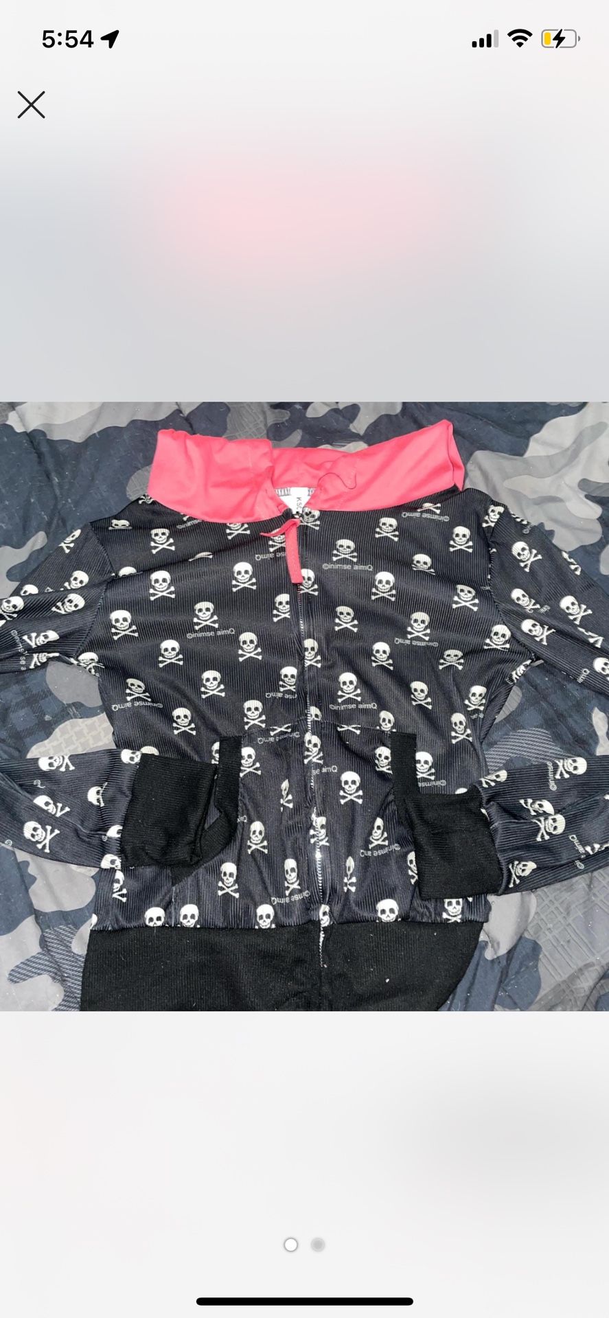 Skull jacket with hot pink hood