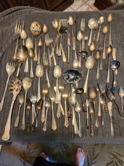 66 Silver Plated "Stamped" Serving Pieces
