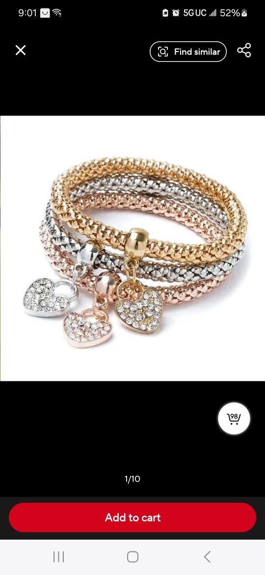 Gold, Silver And Rose Gold ..3 And 1 Bracelet