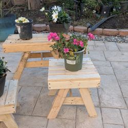 Trio of Handmade Recycled Wood Stools