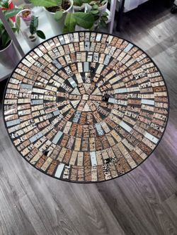 Mosaic Tile Round Side Table plant stand