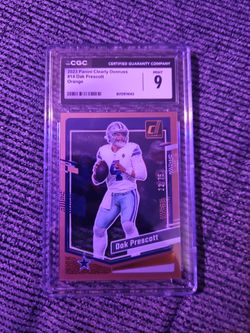 2023 panini clearly donruss #14 Dak Prescott orange cgc 9 22/75