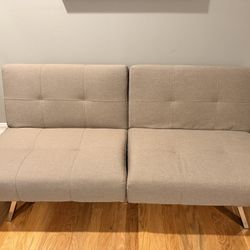 Beige Futon Convertible Sofa